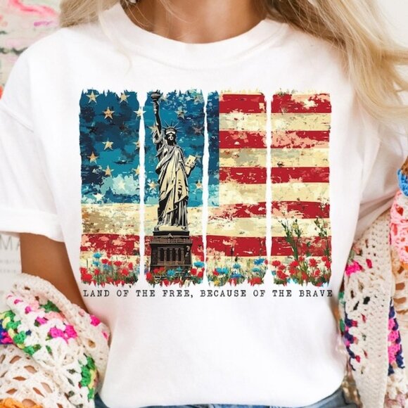 Tops - America Land Of The Free Because Of The Brave Tee